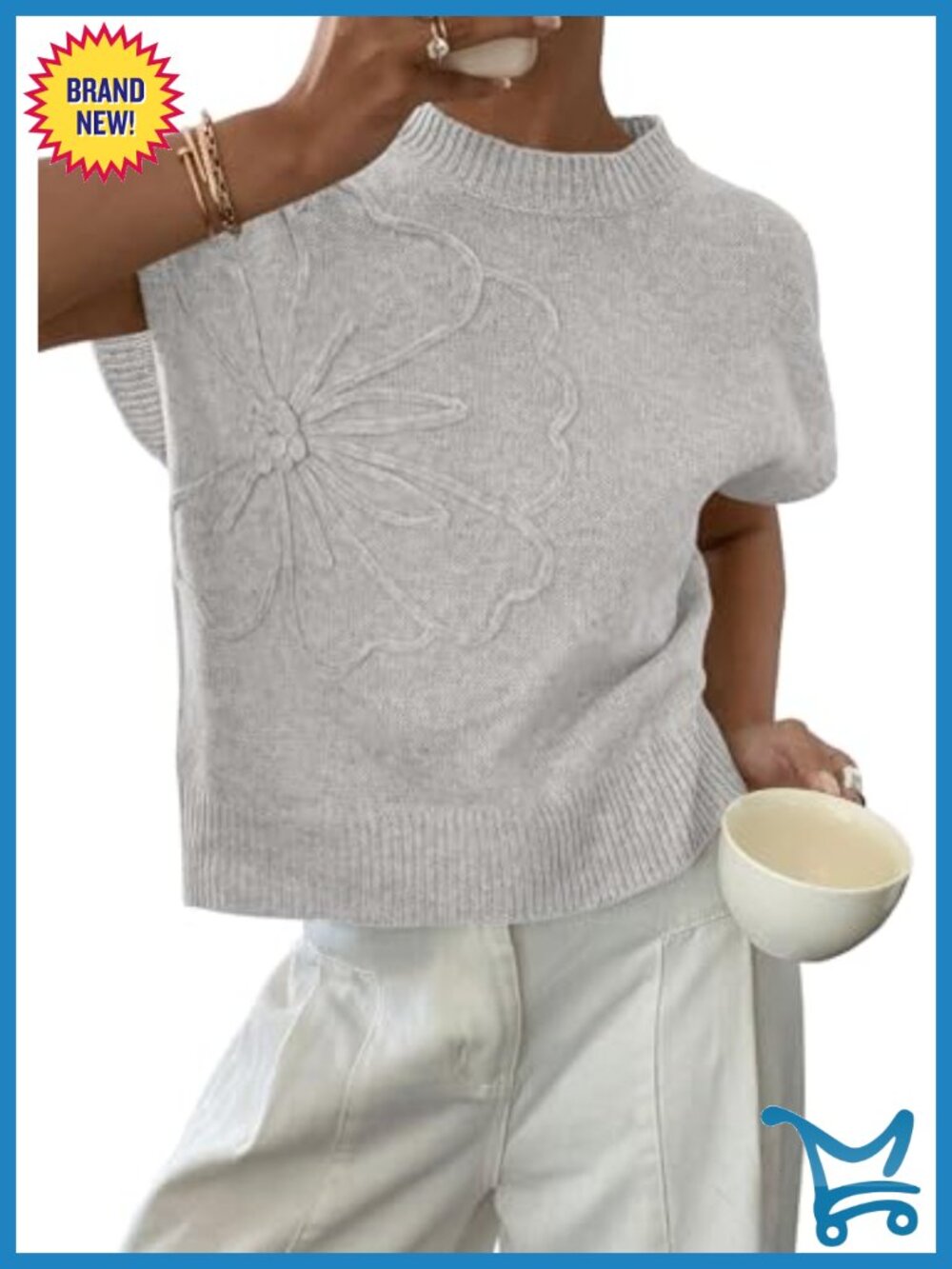 PRETTYGARDEN Women's Cap Sleeve Sweater Vest 3D Flower Knit